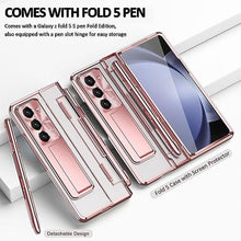Load image into Gallery viewer, INGIDO Designed for Samsung Galaxy Z Fold 5 Case with S Pen & S Pen Holder, Portable Kickstand & Front Screen Protector Transparent Fold 5 Case Luxury Clear Case for Galaxy Z Fold 5 (2023), Rose Gold, RoseGold_7511