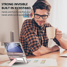 Load image into Gallery viewer, INGIDO Designed for Samsung Galaxy Z Fold 5 Case with S Pen & S Pen Holder, Portable Kickstand & Front Screen Protector Transparent Fold 5 Case Luxury Clear Case for Galaxy Z Fold 5 (2023), Rose Gold, RoseGold_7512