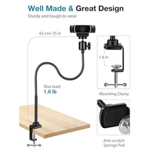 Load image into Gallery viewer, InnoGear Webcam Stand with Phone Mount, Desk Camera Arm Stands Gooseneck for Logitech Webcam BRIO 4K C960 C920 C920S C922 C922x C925e C930 C930e C615 NexiGo N60, Right Light, Gopro with 1/4" Thread_339