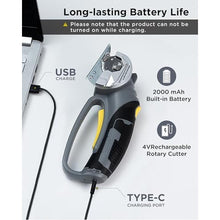 Load image into Gallery viewer, InoKraft Cardboard Cutter,Cordless Electric Scissors with Safety Button, 300 RPM High-Speed Rotary Cutter for Fabric, Cardboard, Plastic, Leather, Electric Box Cutter with LED Light, 4V Li-ion Battery, Gray_280