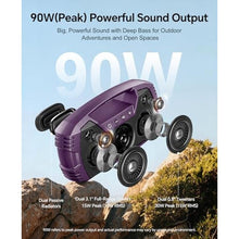 Load image into Gallery viewer, IPX7 Waterproof Outdoor Bluetooth Speaker, Wireless, 90W(Peak), 32H Playtime, Floating Design, Deep Bass & Loud Stereo Sound, Portable with Handle, Rugged for Pool, Beach, Kayaking, Hiking, Purple_7139