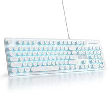 Load image into Gallery viewer, iTastatur Typewriter Keyboard 104-key Punk Gaming Retro Keyboard LED Ice Blue Backlit Cute Keyboard with Wired USB Suitable for PC/Win/Mac/Laptop Computer KeyboardWhite, VWhite_1