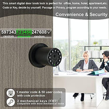 Load image into Gallery viewer, iulock IU-20 Code Door Lock, Electronic Door Knob with Keypad and Key, Auto Lock, Waterproof, Passage Function, Long Battery Life,50 Codes, Easy to use and Install for Office/Warehouse/Bedroom/Garage, MatteBlack_7057