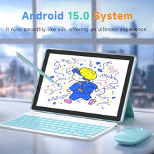 Load image into Gallery viewer, IWEGGO Android 15 Tablet, 10 Inch 18GB RAM+128GB ROM/ 2TB Expandable Tablet, 2.0GHz Quad-core Processor, 1280*800 HD Touch Screen, 5G WiFi6 BT 5.0, 2 in 1 Tablets with Keyboard Case Mouse Stylus Blue_145