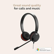 Load image into Gallery viewer, Jabra Evolve 20 SE Wired Dual-Ear Headset with Microphone for Work, USB-A and USB-C Wired Headphones, Microsoft Teams Certified, On-Ear Comfort, Connects to Laptops, iPhone & Android Devices, Mono_3645