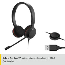 Load image into Gallery viewer, Jabra Evolve 20 UC Stereo Wired Headset/Music Headphones (U.S. Retail Packaging), Black, StereoSpeaker_7814