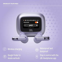 Load image into Gallery viewer, JBL Live Beam 3 - True wireless noise-cancelling stick-closed earbuds, 48Hrs total playback, Wireless Charging, 6 Mics for perfect calls, Multi-point connection, IP55 waterproof and dustproof (Purple)_1296