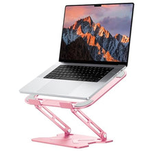 Load image into Gallery viewer, JCZT Adjustable Laptop Stand for Desk, Metal Foldable Laptop Riser, Portable Laptop Holder Mount, Ventilated Cooling Computer Notebook Stand for MacBook Air Pro, All 10-16'' Notebooks Laptops, Pink_1
