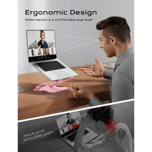 Load image into Gallery viewer, JCZT Adjustable Laptop Stand for Desk, Metal Foldable Laptop Riser, Portable Laptop Holder Mount, Ventilated Cooling Computer Notebook Stand for MacBook Air Pro, All 10-16'' Notebooks Laptops, Pink_139