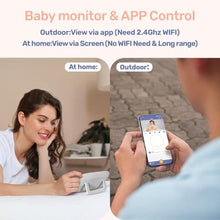 Load image into Gallery viewer, jeeber 2.4GHz WiFi Baby Monitor,1080P,4" IPS Display, PTZ 360View, white_845
