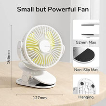 Load image into Gallery viewer, JISULIFE Clip on Desk Fan, Small USB Plug in Fan, Personal Cooling Table Fan with Strong Wind, 4 Speed Modes, Ultra Quiet, Sturdy Clamp Mini Fan for Office Home Dorm Bedroom (White)_797
