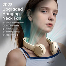 Load image into Gallery viewer, JISULIFE Portable Neck Fan, 4500mAh Bladeless Personal Neck Fan USB Rechargeable Wearable Fan, 3+1 Speeds, Upgraded Airflow & Ultra-quiet, Sweatproof Neck Brace & Hands-free Adjustable Design-Brown_2845