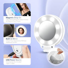 Load image into Gallery viewer, JJC Magnetic Phone Selfie Ring Light, Rechargeable Cell Phone Light with 3 Light Modes/3 Brightness Levels, 180 Flip & Built-in Mirror Design Phone Fill Light for Vlog Live Streaming, White_7596