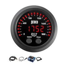 Load image into Gallery viewer, JJCOCO 1800F Pyrometer Exhaust Gas Temp Gauge Kit with 1/8NPT Type K EGT Sensor & Bracket LED Digital Display Exhaust Gas Temperature Meter for Car & Truck 2-1/16" (52mm), Red_1