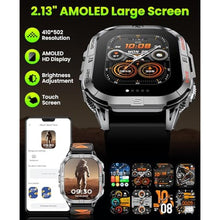 Load image into Gallery viewer, Joautrial Military Smart Watch for Men Built-in GPS with LED Flashlight Compass, 2.13" AMOLED Tactical Smart Watches with Answer/Make Calls, 3ATM Waterproof Fitness Tracker for iPhone Android (Black)_1993