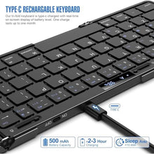 Load image into Gallery viewer, JOMAA Foldable Bluetooth Keyboard with Trackpad, RGB Backlight, Portable,Full-Size Rechargeable Travel Keyboard with Lockable Fold for iPad/iPhone/Smartphone/Tablet/PC/Laptop (with touchpad)_1
