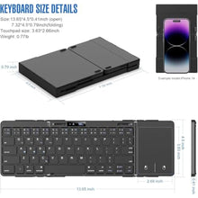 Load image into Gallery viewer, JOMAA Foldable Bluetooth Keyboard with Trackpad, RGB Backlight, Portable,Full-Size Rechargeable Travel Keyboard with Lockable Fold for iPad/iPhone/Smartphone/Tablet/PC/Laptop (with touchpad)_6088