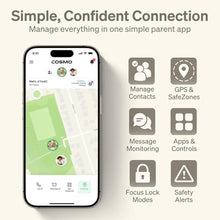 Load image into Gallery viewer, JrTrack 5 Kids Smart Watch by Cosmo | Best Kid-Safe Phone Watch | Precision Real-Time GPS Tracking | Call, Text, Activity, School Settings | Spotify Music | Parental Controls | SOS & Safety Alerts, Black_1808