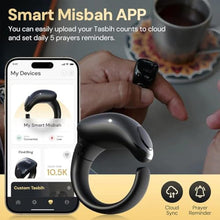 Load image into Gallery viewer, JSGHGDF Tasbih Zikr Smart Ring, Adjustable Ring Finger Counter with Size (18/20/22mm),APP Support Digital Counter Prayer Reminder Rings, Waterproof 4 Digit Finger Counter zikr Ring for Muslims, black_1400