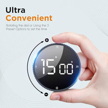 Load image into Gallery viewer, JUNVIL Digital Kitchen Timer - Magnetic Countdown Count Up Clock with Large LED Display, 5/15/25 Min Presets, 3 Volume Levels, Rotary Dial for Cooking, Productivity, Classroom, Fitness (1, Gray), Black_5772