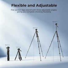 Load image into Gallery viewer, K&F CONCEPT 63" Camera Tripod with Fluid Head, Black_281