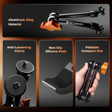 Load image into Gallery viewer, K&F CONCEPT 9.8" Magic Arm Clamp Kit with 1/4" & 3/8" Thread Screw 360 Ball Heads Articulating Magic Arm Camera Mount for Monitor, Flash, LED Light, Microphone, Camera Cage, Action Camera, Black_4046