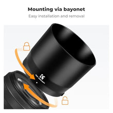 Load image into Gallery viewer, K&F CONCEPT Lens Hood Replace of ET-74B Hood Compatible with Canon RF 100-400mm f/5.6-8 is USM, EF 70-300mm f/4-5.6 is II USM, Reversible Snap on Camera Lens Shade Fits 67mm Filters and Lens Cap_895