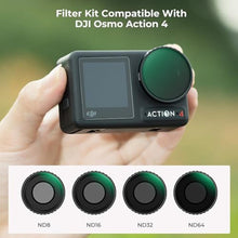 Load image into Gallery viewer, K&F CONCEPT ND Filter Kit Compatible with DJI Osmo Action 4, ND8 ND16 ND32 ND64 4 Pack Light Reduction Exposure Control Optical Glass Filters with Multi-Layer Coating_8729