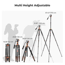 Load image into Gallery viewer, K&F CONCEPT Tripod for Camera68'' Carbon Fiber Tripod with Fluid Head Max Load 11lb, Lightweight DSLR Camera Tripods & Monopods for Canon Sony Nikon., Black_588
