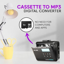 Load image into Gallery viewer, K7 Cassette Player, Converts Tapes to Digital, Built-in Mic, 8GB SD Card, Black_185