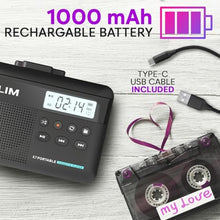 Load image into Gallery viewer, K7 Cassette Player, Converts Tapes to Digital, Built-in Mic, 8GB SD Card, Black_187