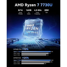 Load image into Gallery viewer, KAMRUI Gaming Mini PC, AMD R7 7730U 16GB RAM 512GB SSD Windows 11 Pro, Black_43