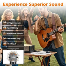 Load image into Gallery viewer, Kaschun Wireless Microphone System, Fixed Frequency, Dual UHF Handheld Microphones, 200ft Long Range, Plug & Play, Cordless Microphone for Singing, Karaoke, DJ, Church, Wedding, Home KTV, Black_1565
