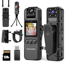 Load image into Gallery viewer, kaysunlink Body Camera with 1.4 Screen Audio and Auto Video Night Vision 1440P UHD Mini Police Wearable Body Worn Cam Portable Small Personal Camcorder Sport Action Outdoor Video Recorder (2K-128GB), inkyblack_1