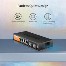 Load image into Gallery viewer, keepLiNK 6-Port 2.5G Switch Unmanaged, 4 x 2.5GBASE-T Ports & 2 x 10GBASE-T SFP Slots, 60Gbps Switching Capacity, Plug & Play/Wall Mountable/Fanless Metal, Compatible with 1000Mbps Devices, silver_1161