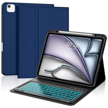 Load image into Gallery viewer, Keyboard Case for iPad Air 13 Inch (M4 2026/M3 2025/M2 2024), Case with Backlit Keyboard for iPad Pro 12.9 6th/5th/4th/3rd Gen Protector Cover Keypad for Pro 12.9in 2018-2022 with Pencil Holder, Navy, NavyBlueBacklit_1