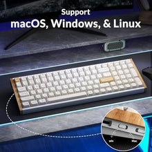 Load image into Gallery viewer, Keychron K4 HE 96% Wireless Hall Effect Keyboard with Number Pad, Rapid Trigger Magnetic Switches, QMK Launcher, 2.4GHz/Bluetooth/Wired, Mac & Windows, Wood Accent Frame, White (Non-Shine-Through), SpecialEditionWhite_7248