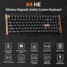 Load image into Gallery viewer, Keychron K4 HE 96% Wireless Hall Effect Keyboard with Number Pad, Rapid Trigger Magnetic Switches, QMK Launcher, 2.4GHz/Bluetooth/Wired, Mac & Windows, Wood Accent Frame, Black (Non-Shine-Through), SpecialEditionBlack_7216