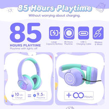 Load image into Gallery viewer, Kids Bluetooth Headphones, 85H Playtime for Toddler Girls, Purple with LED_83