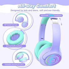 Load image into Gallery viewer, Kids Bluetooth Headphones, 85H Playtime for Toddler Girls, Purple with LED_86