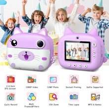 Load image into Gallery viewer, Kids Camera Instant Print, 3.0" HD Screen Kids Instant Cameras, Christmas Birthday Gifts for Girls Boys 3 4 5 6 7 8 9 10 Year Old, Portable Toddler Travel Toys with 32GB Card & 3 Rolls Printer Paper, Purple_6197