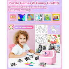 Load image into Gallery viewer, Kids Camera Instant Print, Christmas Birthday Gifts for Kids 3-12, 1080P Instant Print Camera for Kid, Toddler Camera Toy for 4 5 6 7 8 9 10 Year Old Girls Boys with 3 Rolls Paper and 32GB Card-Pink_6338