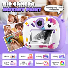 Load image into Gallery viewer, Kids Camera Instant Print, Kids Digital Camera with Photo Printing, PurpleUnicorn_431