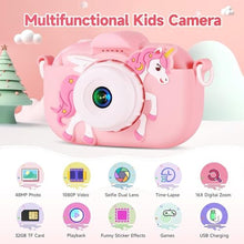 Load image into Gallery viewer, Kids Camera Toys for Ages 3 4 5 6 7 8 9 Girls, 48MP Dual Lens Toddler Digital Camera Christmas Birthday Gift, Kids Selfie Camera with 32G SD Card, Silicone Cover, Pink_5953