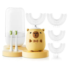 Load image into Gallery viewer, Kids Electric Toothbrush U Shaped - Cartoon Capybara with 6 Brush Heads, YellowYears_1