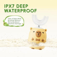 Load image into Gallery viewer, Kids Electric Toothbrush U Shaped - Cartoon Capybara with 6 Brush Heads, YellowYears_205