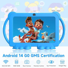 Load image into Gallery viewer, Kids Tablet 7 Inch Android 12 Tablet for Kids 4GB RAM 32GB ROM Toddler Tablet Quad Core Processor 1024x600 IPS Screen Parental Control Shockproof Dual Camera Case, blue_632