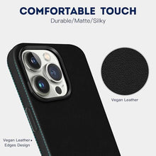 Load image into Gallery viewer, kingflag Vegan Leather Magnetic Case for iPhone 15 Pro Max Wireless Charging, Compatible with MagSafe, Metal Buttons, Shockproof Protective Phone Case Cover for Women Men 6.7" (Matte Black), MatteBlack_424