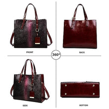 Load image into Gallery viewer, KingTo Crocodile Embossed Tote Handbags for Women, 3 pcs Satchel Set, Bburgundy_1781