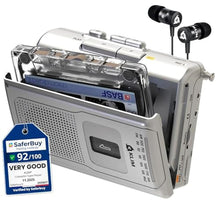Load image into Gallery viewer, KLIM K8 Cassette Tape Player Portable - Cassette Recorder - NEW Version - AM/FM - Built-in Microphone & Speaker - Headphone Jack & Earphones - Silver_1